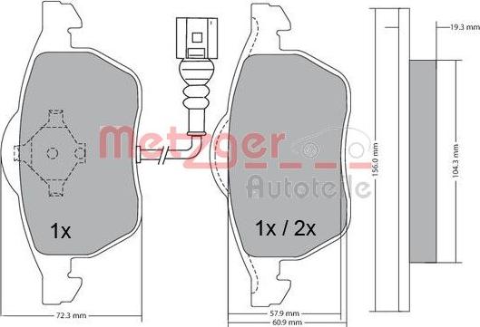 Metzger 1170122 - Bremžu uzliku kompl., Disku bremzes autospares.lv