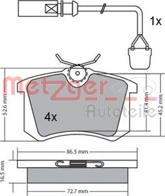 Metzger 1170174 - Brake Pad Set, disc brake www.autospares.lv