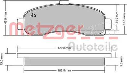 Metzger 1170178 - Bremžu uzliku kompl., Disku bremzes www.autospares.lv