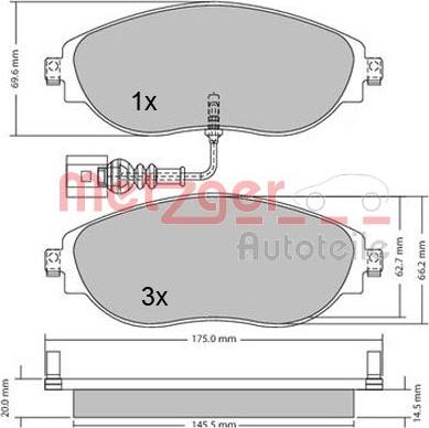 Metzger 1170173 - Bremžu uzliku kompl., Disku bremzes autospares.lv