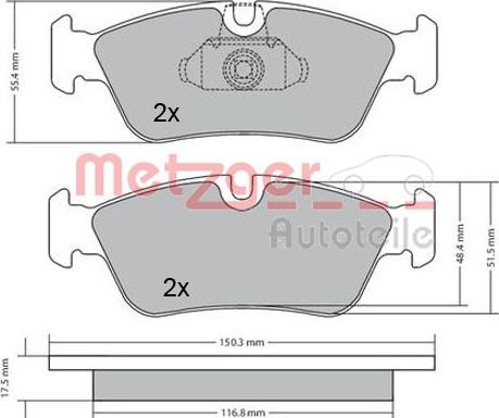 Metzger 1170177 - Bremžu uzliku kompl., Disku bremzes www.autospares.lv