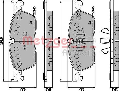 Metzger 1170893 - Brake Pad Set, disc brake www.autospares.lv