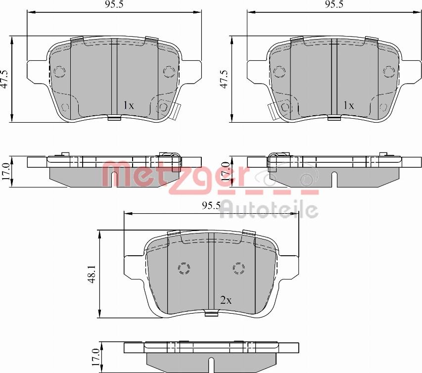 Metzger 1170842 - Bremžu uzliku kompl., Disku bremzes www.autospares.lv