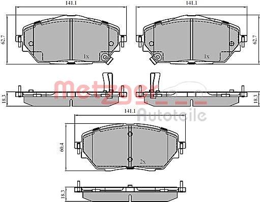 Metzger 1170854 - Bremžu uzliku kompl., Disku bremzes www.autospares.lv