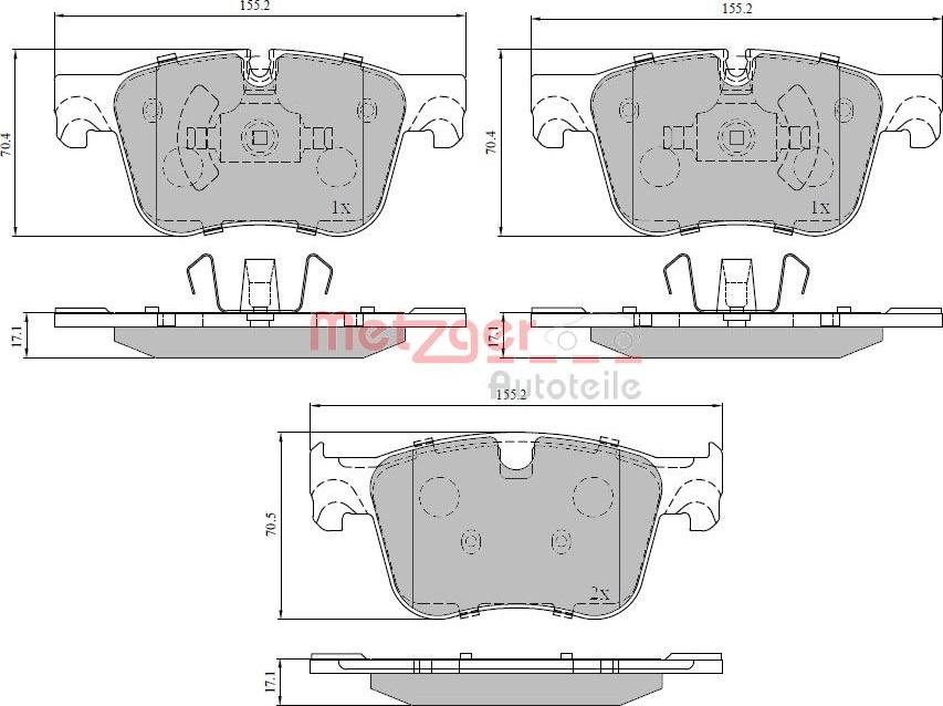 Metzger 1170850 - Bremžu uzliku kompl., Disku bremzes www.autospares.lv