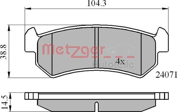 Metzger 1170869 - Bremžu uzliku kompl., Disku bremzes www.autospares.lv