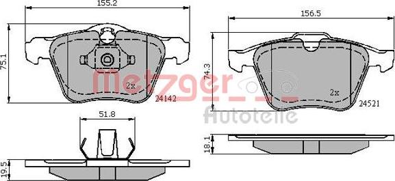 Metzger 1170864 - Bremžu uzliku kompl., Disku bremzes www.autospares.lv