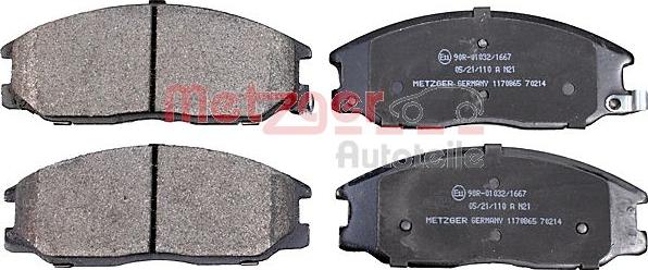 Metzger 1170865 - Тормозные колодки, дисковые, комплект www.autospares.lv