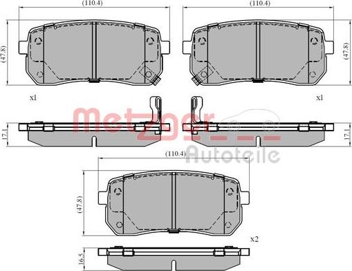 Metzger 1170866 - Bremžu uzliku kompl., Disku bremzes www.autospares.lv