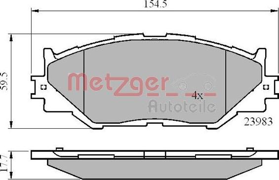 Metzger 1170867 - Bremžu uzliku kompl., Disku bremzes www.autospares.lv