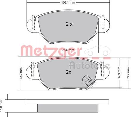 Metzger 1170809 - Bremžu uzliku kompl., Disku bremzes www.autospares.lv