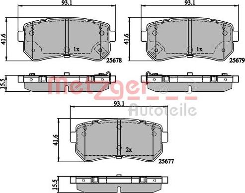 Metzger 1170886 - Brake Pad Set, disc brake www.autospares.lv