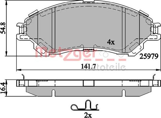 Metzger 1170882 - Brake Pad Set, disc brake www.autospares.lv