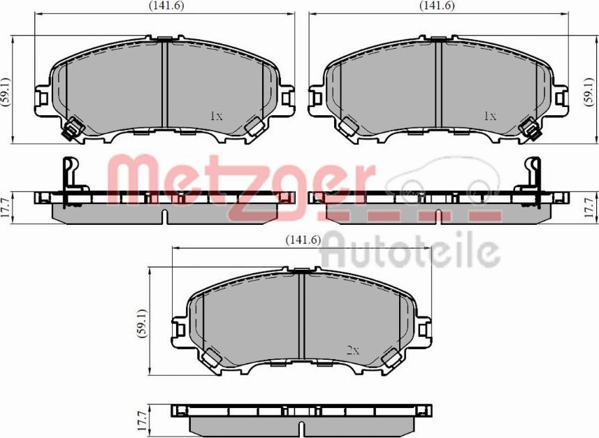 Metzger 1170835 - Bremžu uzliku kompl., Disku bremzes www.autospares.lv