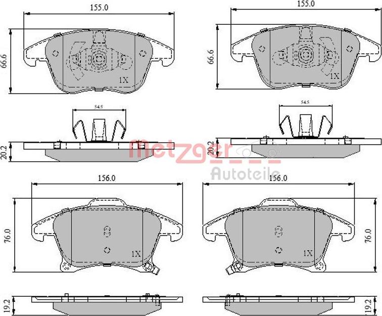 Metzger 1170837 - Bremžu uzliku kompl., Disku bremzes www.autospares.lv