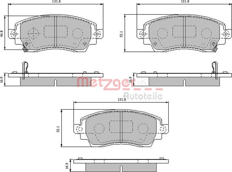 Metzger 1170824 - Тормозные колодки, дисковые, комплект www.autospares.lv