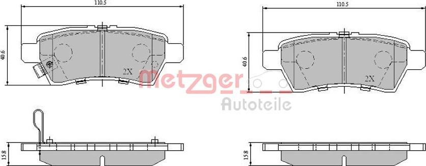 Metzger 1170825 - Bremžu uzliku kompl., Disku bremzes www.autospares.lv