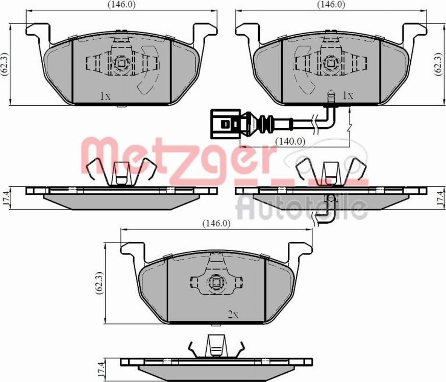 Metzger 1170828 - Тормозные колодки, дисковые, комплект www.autospares.lv