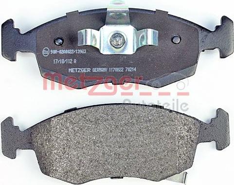 Metzger 1170822 - Bremžu uzliku kompl., Disku bremzes www.autospares.lv