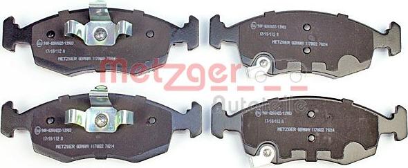 Metzger 1170822 - Bremžu uzliku kompl., Disku bremzes www.autospares.lv