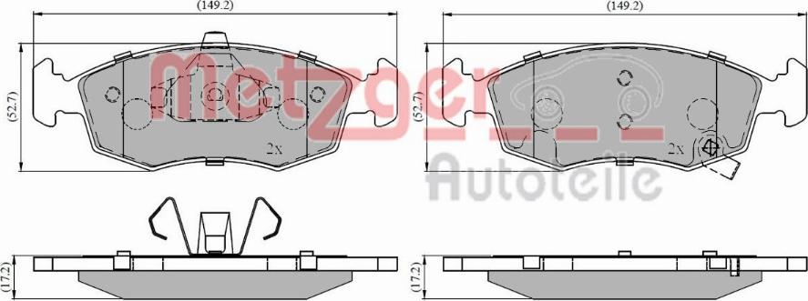 Metzger 1170822 - Bremžu uzliku kompl., Disku bremzes www.autospares.lv