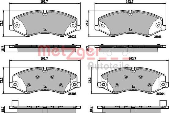 Metzger 1170879 - Brake Pad Set, disc brake www.autospares.lv