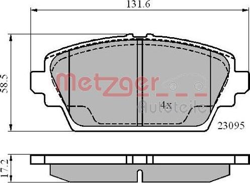 Metzger 1170870 - Brake Pad Set, disc brake www.autospares.lv