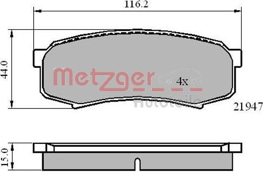 Metzger 1170871 - Тормозные колодки, дисковые, комплект www.autospares.lv