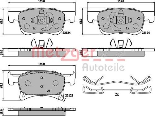 Metzger 1170878 - Bremžu uzliku kompl., Disku bremzes www.autospares.lv