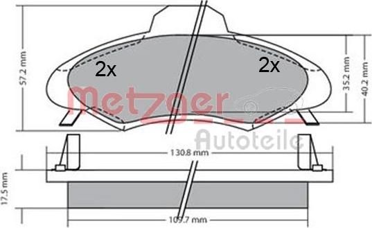 Metzger 1170395 - Тормозные колодки, дисковые, комплект www.autospares.lv