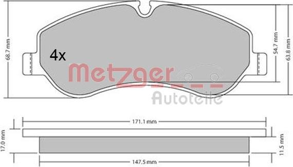 Metzger 1170349 - Bremžu uzliku kompl., Disku bremzes autospares.lv