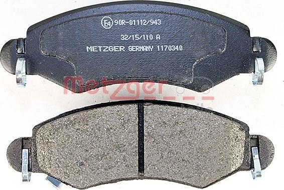 Metzger 1170340 - Bremžu uzliku kompl., Disku bremzes www.autospares.lv