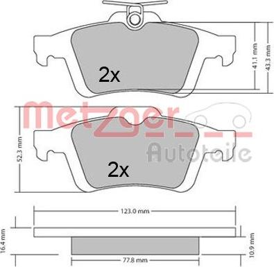 Metzger 1170343 - Тормозные колодки, дисковые, комплект www.autospares.lv