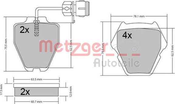 Metzger 1170364 - Brake Pad Set, disc brake www.autospares.lv