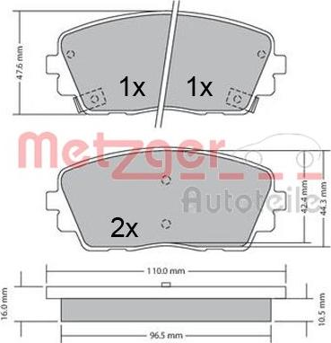 Metzger 1170361 - Bremžu uzliku kompl., Disku bremzes autospares.lv