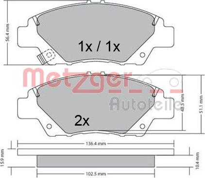 Metzger 1170367 - Bremžu uzliku kompl., Disku bremzes autospares.lv