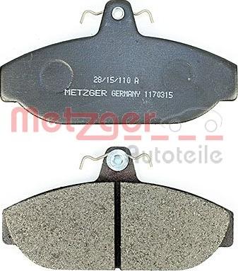 Metzger 1170315 - Bremžu uzliku kompl., Disku bremzes www.autospares.lv