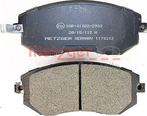 Metzger 1170312 - Тормозные колодки, дисковые, комплект www.autospares.lv