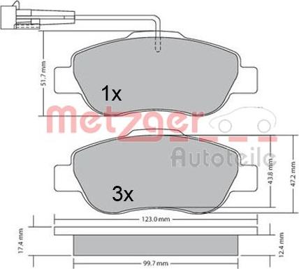 Metzger 1170382 - Brake Pad Set, disc brake www.autospares.lv