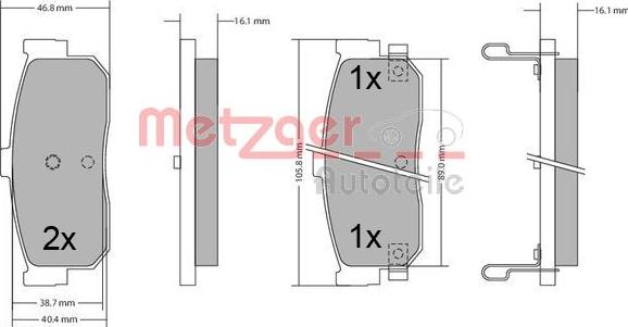 Metzger 1170387 - Bremžu uzliku kompl., Disku bremzes www.autospares.lv