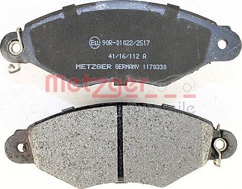 Metzger 1170330 - Bremžu uzliku kompl., Disku bremzes www.autospares.lv