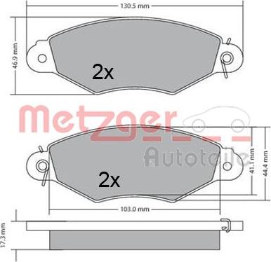 Metzger 1170330 - Bremžu uzliku kompl., Disku bremzes www.autospares.lv