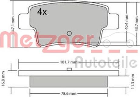 Metzger 1170333 - Тормозные колодки, дисковые, комплект www.autospares.lv