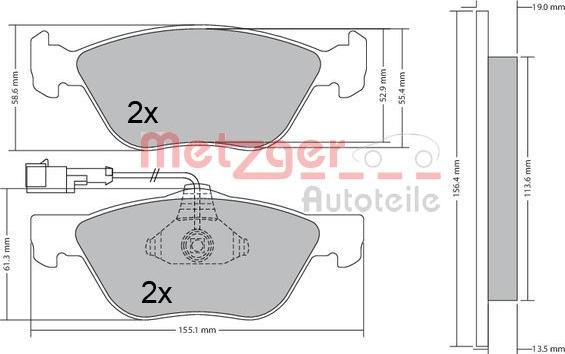 Metzger 1170321 - Brake Pad Set, disc brake www.autospares.lv