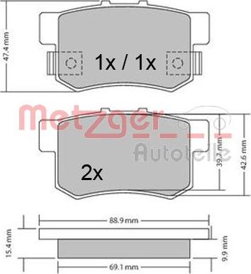 Metzger 1170328 - Bremžu uzliku kompl., Disku bremzes www.autospares.lv