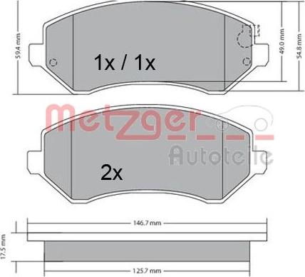 Metzger 1170378 - Bremžu uzliku kompl., Disku bremzes www.autospares.lv