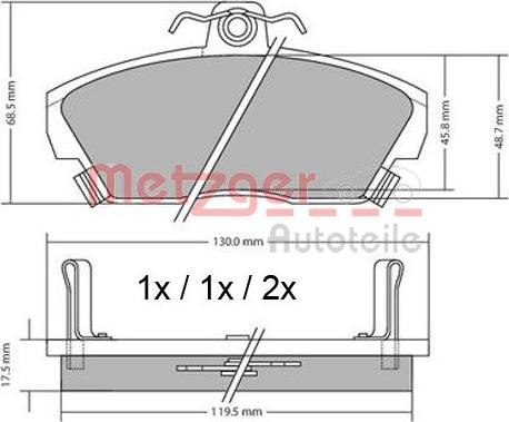 Metzger 1170372 - Тормозные колодки, дисковые, комплект www.autospares.lv