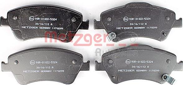 Metzger 1170299 - Bremžu uzliku kompl., Disku bremzes www.autospares.lv