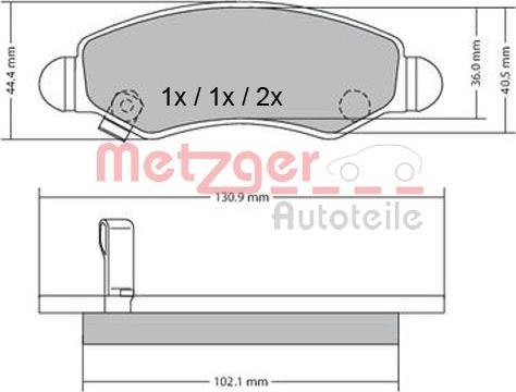 Metzger 1170295 - Тормозные колодки, дисковые, комплект www.autospares.lv