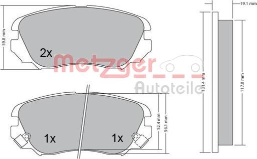 Metzger 1170291 - Bremžu uzliku kompl., Disku bremzes autospares.lv